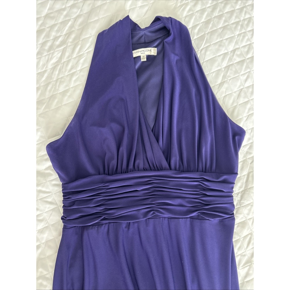 Evan‎ Picone Dress Babydoll Empire Midi Deep Purple 14 Sexy Halter Classic